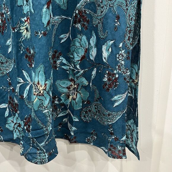 NWT Band Of The Free Audette Teal Floral Midi Dress Size Large Boho - Picture 3 of 7